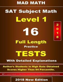 Paperback 2018 SAT Subject Math Level-I 16 Tests Book