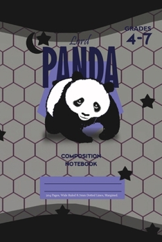Lord Panda Primary Composition 4-7 Notebook, 102 Sheets, 6 x 9 Inch Black Cover