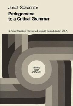 Paperback Prolegomena to a Critical Grammar Book
