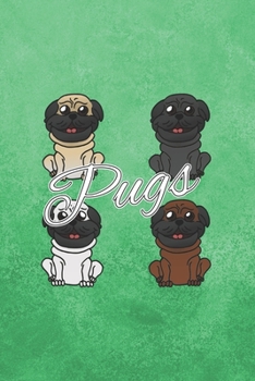 Eikland - Notes: Haustier Hund Hunderasse Mops Möpse Pups auf Gras Grün - Notizbuch 15,24 x 22,86 kariert (German Edition)