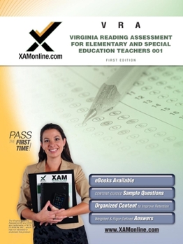 Paperback Vra 001 Virginia Reading Assessment for Elementary and Special Education Teachers Teacher Certification Test Prep Study Guide Book