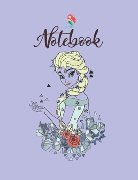 NoteBook: Disney Frozen Elsa Boho Illustration Lineart Graphic Notebook for Girls Teens Kids Journal College Ruled Blank Lined 110 Pages of 8.5x11 The Little Mermaid Secret Diary and Journals
