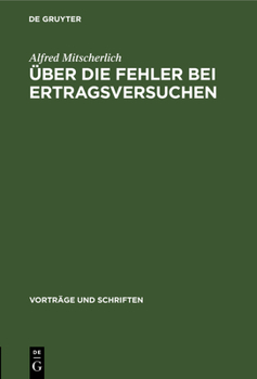 Hardcover Über Die Fehler Bei Ertragsversuchen [German] Book