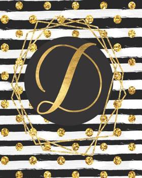 Paperback D: Monogram Initial D Notebook/Journal/ Black and Gold Glitter/ 8 x 10, 100 pages Book