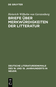 Hardcover Briefe Über Merkwürdigkeiten Der Litteratur [German] Book