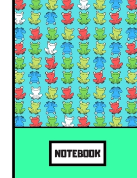 NOTEBOOK: Lovely 'Sitting and Smiling Frog' Green Pattern Print Novelty Gift - Frog Notebook for Kids, Girls, Children, Boys