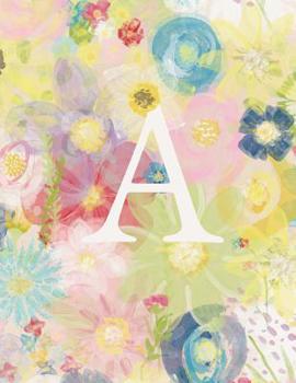 Paperback A: Monogram Initial A Notebook for Women and Girls-Pastel Floral-120 Pages 8.5 x 11 Book