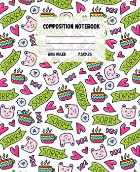 Paperback Composition Notebook Wide Ruled: Happy Cat Colourful Workbook for Girls Boys for Writing - Pretty Journal for Kids - Unique Gift Idea with Cute Patter Book