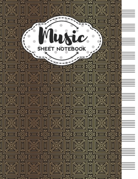 Music Sheet Notebook: Blank Staff Manuscript Paper with Geometric Art Deco Themed Cover Design