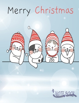 Notebook: Notebook with a cats happy on Christmas day's  cover Extra large (8.5 x 11) inches, 110 pages, Line notebook.