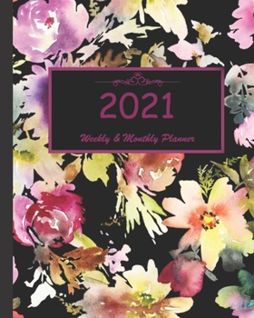 Paperback 2021 Weekly & Monthly Planner: Calendar 2021 with relaxing designs and amazing quotes: 01 Jan 2021 to 31 Dec 2021, 141 ligned pages with flolar cover Book