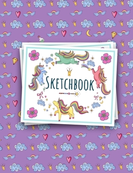 Cute Unicorn Kawaii Sketchbook: 107 blank pages of high quality white paper, 8.5” x 11”cute premium matte cover