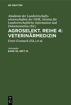 Hardcover Agroselekt. Reihe 4: Veterinärmedizin. Band 30, Heft 10 [German] Book