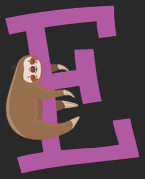 E: Cute Sloth Initial Letter First Name Purple Girl Composition Notebook 100 College Ruled Pages Journal Diary