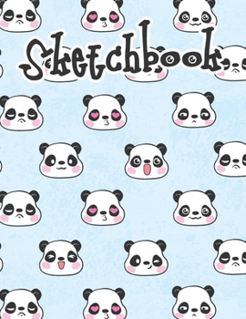 Paperback Sketchbook: Cute Blank Notebook for Sketching and Picture Space with Kawaii Panda Bear Faces, Unlined Paper Book for Drawing, Jour Book