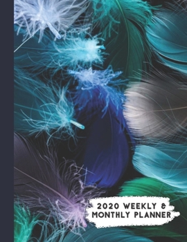 Paperback 2020 Weekly & Monthly Planner: Blue Turquoise Feathers Calendar & Journal Book