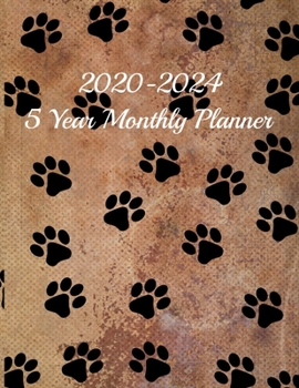 Paperback 2020-2024 5 Year Monthly Planner: 8.5 X 11 Dog Lovers 5 Year Monthly agenda planner Book