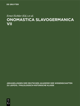 Hardcover Onomastica Slavogermanica VII [German] Book