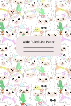 Paperback Baby Alpaca Theme Wide Ruled Line Paper Book