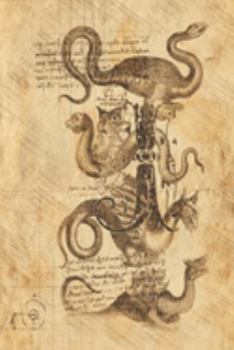 J: Classical Mythological Sea Serpents 6x9 Monogram Initial Lined Journal