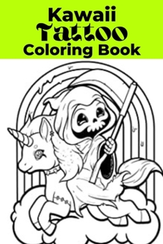 Paperback Kawaii Tattoo Coloring Book [Large Print] Book