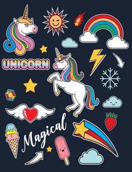 Paperback magical unicorn: unicorn on black cover and Dot Graph Line Sketch pages, Extra large (8.5 x 11) inches, 110 pages, White paper, Sketch, Book