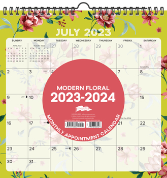 Calendar Modern Floral 2023-24 Academic 12 X 12 Spiral Wall Calendar Book