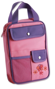 Misc. Butterfly Bible Cover for Girls, Bible Organizer, Zippered, with Handle, Canvas, Pink/Purple, Medium Book