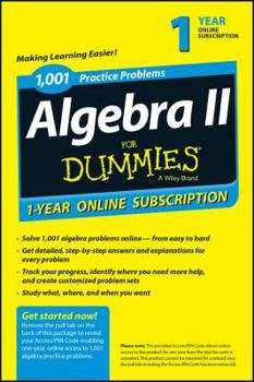 Paperback 1,001 Algebra II Practice Problems for Dummies Access Code Card (1-Year Subscription) Book