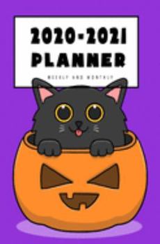 2020-2021 Weekly And Monthly Planner: Calendar Schedule, Squares Quad Ruled Notes, Dot Notes, No Holiday, Black Cat Halloween Pumpkin (January 2020 through December 2021) Pocket Size 5.25" x 8"