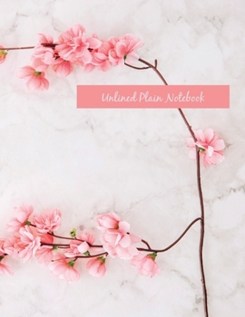 Paperback Unlined Plain Notebook: Marble Background With Elegant Pink Rose, Large Blank Notebook, Plain Notebook / Journal, for your Dairies, Notes 110 Book