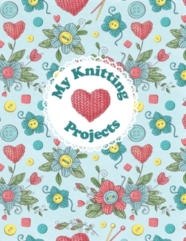 My Knitting Projects: Bright and Colorful Yarn & Crochet Hooks on a Blue Background, Glossy Finish