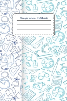 Paperback Composition Notebook: Funny School Elements White And Blue Theme 6''x 9'' 120 College Ruled Pages Story Journal / Personal Notebook/ Daily P Book