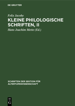 Hardcover Kleine Philologische Schriften, II [German] Book
