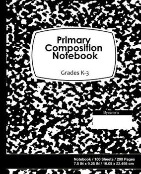 Paperback Primary Composition Notebook: Marble Black Book