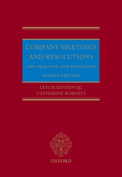 Hardcover Company Meetings and Resolutions: Law, Practice, and Procedure Book