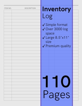 Inventory Log: Simple Tracker With 3000+ Log Space: Item No, Description, QTY, Location - Inventory Tracking Book
