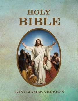 Paperback Holy Bible King James Version: beautifully, with a background of Jesus on each page. including 36 note pages. Old and new testament. Book