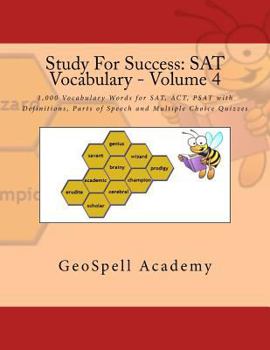Paperback Study For Success: SAT Vocabulary - Volume 4: 1,000 Vocabulary Words for SAT, ACT, PSAT with Definitions, Parts of Speech and Multiple Ch Book
