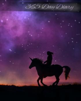 365 Day Diary: Journal Style Notebook -  Purple Galaxy Unicorn  - 8x10 inches - Matte Finish