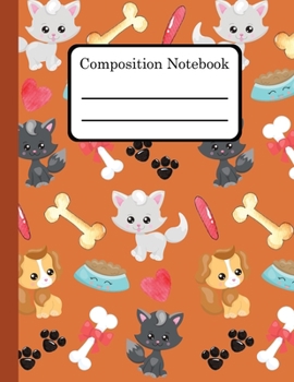Composition Notebook: Blank Wide Ruled Line Paper Notebook 110 Pages 8.5x11 Inch Cute Dogs Cover
