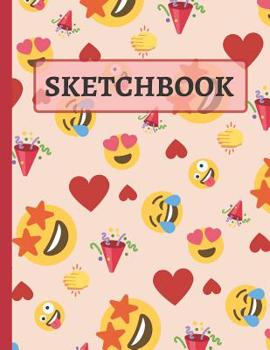 Paperback Sketchbook: Cute Party Emoji's & Hearts Sketchbook for Girls, Teens and Women to Practice Sketching, Drawing, Writing and Creative Book