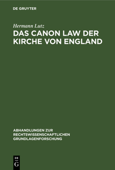 Hardcover Das Canon Law Der Kirche Von England [German] Book