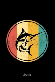 Journal: Dot Grid Journal - Marlin Silhouette Retro Stripes Vintage Fish Halloween Gift - Black Dotted Diary, Planner, Gratitude, Writing, Travel, Goal, Bullet Notebook