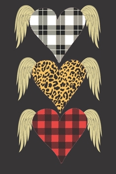 Leopard and Buffalo Plaid Three Hearts Wings: Valentines Day Sketchbook 6x9 Inches 100 Pages for Drawing, Doodling or Sketching Romantic gift idea for girlfriend, boyfriend, Husband and wife