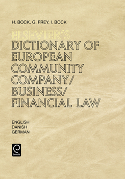 Hardcover Elsevier's Dictionary of European Community Company/Business/Financial Law Book