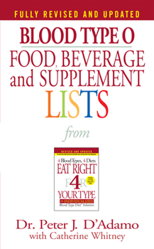Mass Market Paperback Blood Type O Food, Beverage and Supplement Lists Book