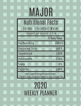 Major Weekly Planner 2020 - Nutritional Facts: Major Gift Idea For Men & Women | Weekly Planner Appointment Book Agenda Nutritional Info | To Do List & Notes Sections | Calendar Views