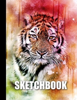 Paperback Sketchbook: Tiger Cover Design - White Paper - 120 Blank Unlined Pages - 8.5" X 11" - Matte Finished Soft Cover Book