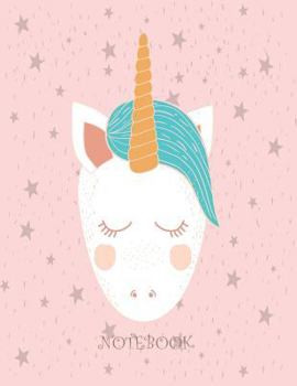 Paperback Notebook: Cute unicorn on pink star cover and Dot Graph Line Sketch pages, Extra large (8.5 x 11) inches, 110 pages, White paper Book